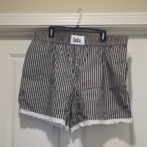 Dressed in LALA Mint Chocolate Chip Lace Trim Boxer Shorts in 2x/3x